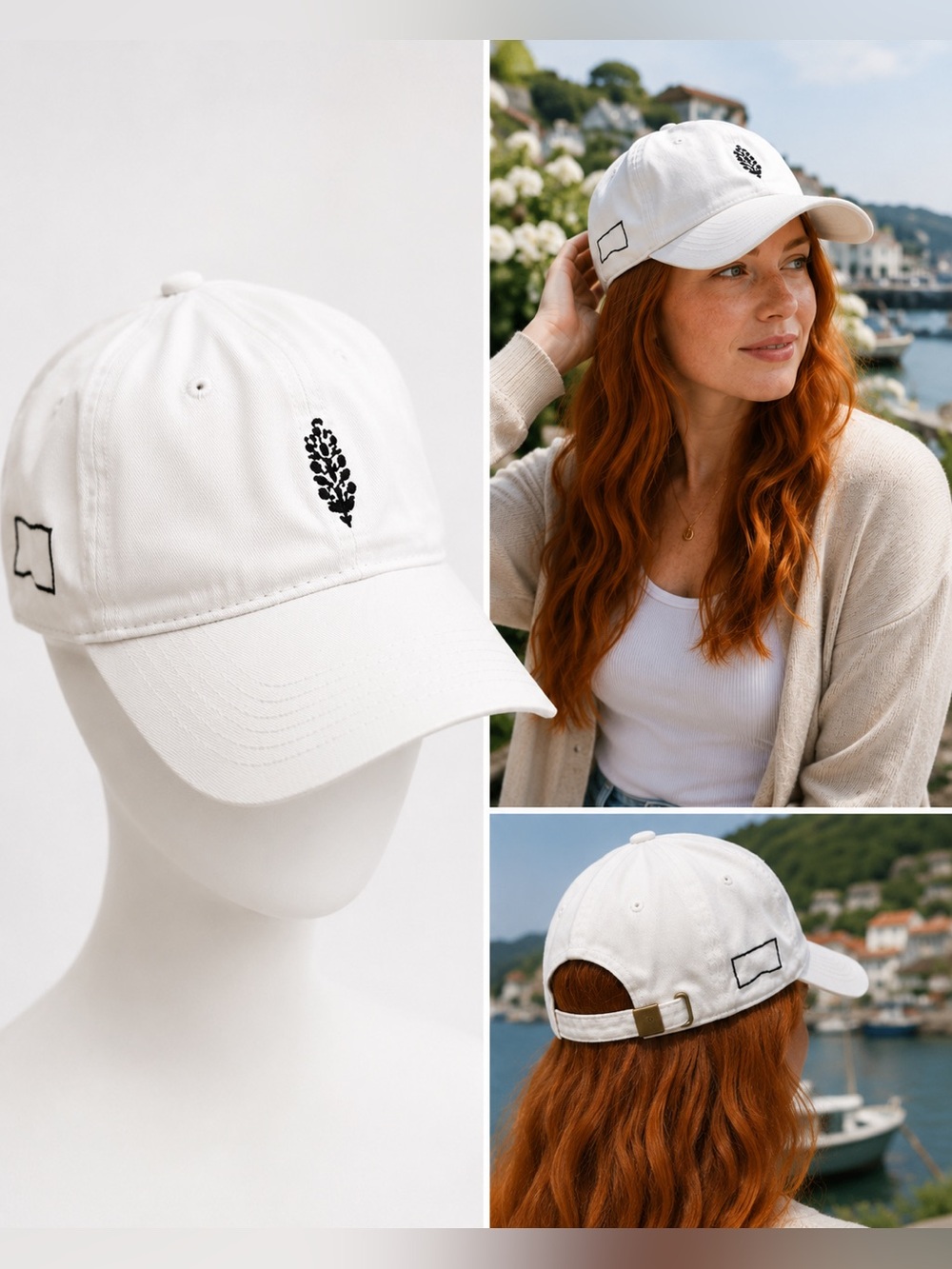 🖤 Free People White Cotton Baseball Cap • Black Embroidery • Never Worn